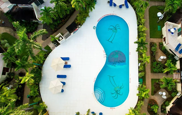 Aerial view of the main pool at CocoLaPalm
